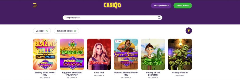 Casiqo Casino jackpot-pelit